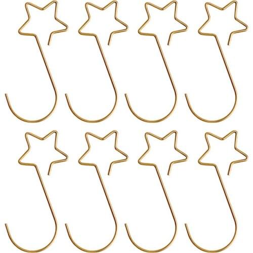 100pcs Christmas Star Shape Wreath Hook Hanger Xmas Tree Decoration Multi-purpose Holders Golden Metal Hanging Hook Home Gadgets
