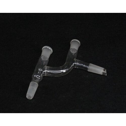 14/23 Joint Glass Distillation Adapter 75 Degree Four Way For Reduce Pressure