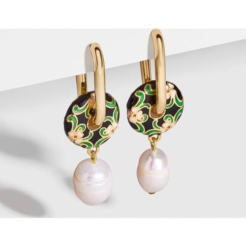 2020 New Fashion Gold Color Long Drop Earrings for Women Pearl Pendant Earrings Jewelry