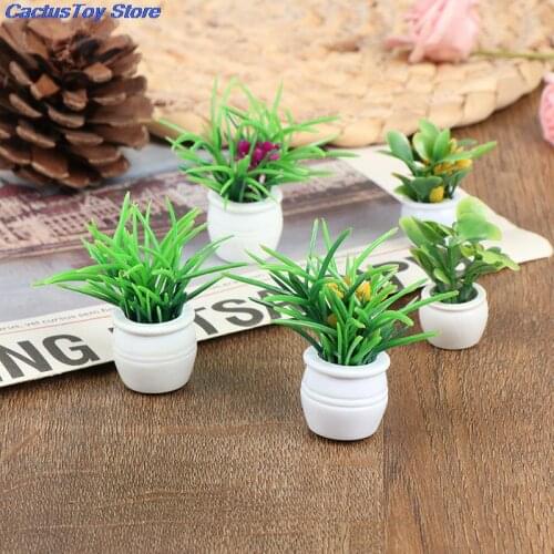 5pcs 1:12 Dollhouse Miniature Green Plant Pot Furniture Home Decor Accessories