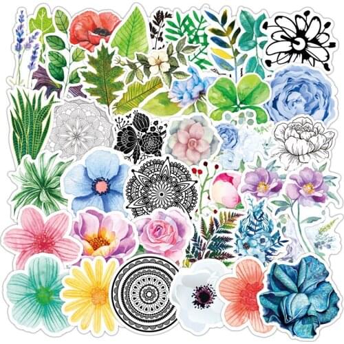 50pcs Flower Stickers Pack Cartoon Sticker Luggage Car Water Bottle Funny Skateboard Racing Waterproof Decals Stikers for Laptop