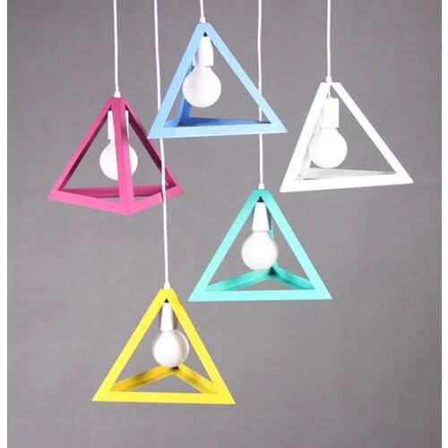 American Modern Minimalist Triangle Pendant Light Led E27 Bulb Color Loft Light Retro Vintage Creative Hanging Lamp