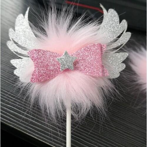 Bow Happy Birthday Cake Topper For Wedding Birthday Party Decor Supplies Cake Baking Decorations Wing Feather Crown Heart