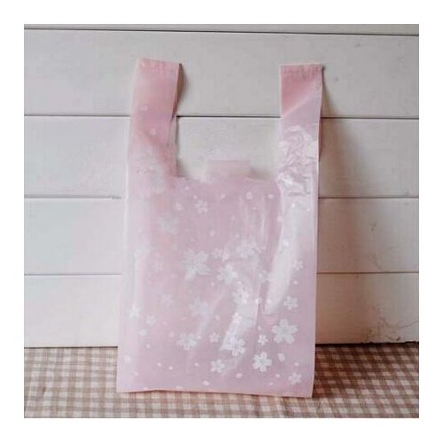 Free shipping pink white sakura decoration packing packaging bag plastic bag dessert/candy/gift bag bags party supplies