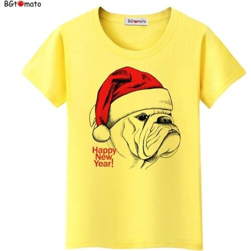 BGtomato Lovely Christmas dog funny shirts for woman Original brand hot sale high quality shirts Soft and comfortable casual tee
