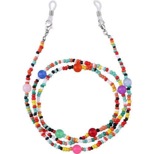 Boho Hang Mask Chains Holder For Girls Boys Beaded Colorful Necklace Glasses Cord Lanyard Children Student Neck Rope Strap
