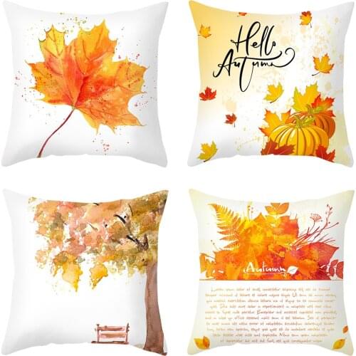 Pillowcase 45x45 Canvas Pillowcases Leaf Printed Cushion Cover Garden Living Room Pillow Case Cafe Washable Pillow Cover