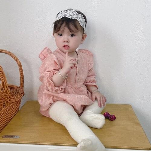 Baby Romper 2021 Autumn Girls Cartoon Cat Print Infant Clothes