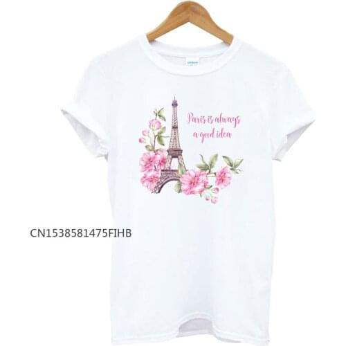Paris Flower Tower Print Women Basic Tshirt London Cotton Casual Funny T Shirt City Lady Yong Girl Top Tee Better Quality