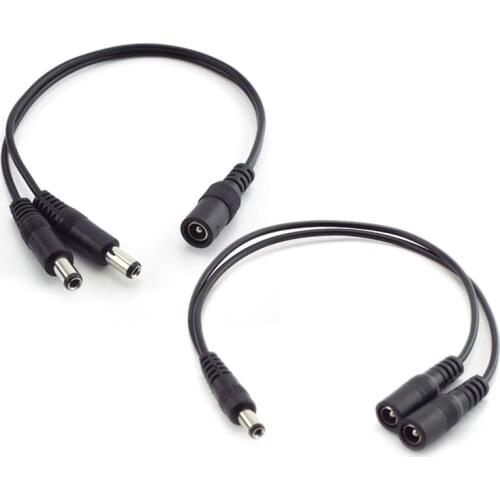 5.5mm 2.1mm 1 Female to 2 male way Male DC Power Splitter connector Plug extension Cable for CCTV LED strip light Supply adapter