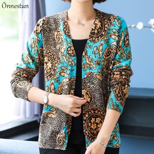 Print Female Cardigan Korean Fashion Spring Autumn High Quality Sweater Women Clothing Single-breasted Soft Cardigans