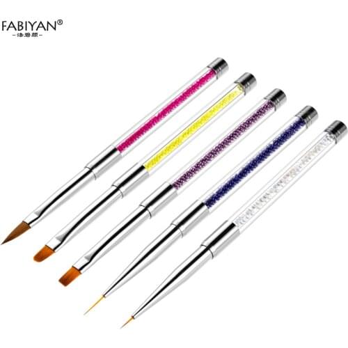 Beads Nail Art Brush Painting Drawing Liner Line Builder Extension Flat Round Carving Crystal Acrylic Pen UV Gel Tools Manicure