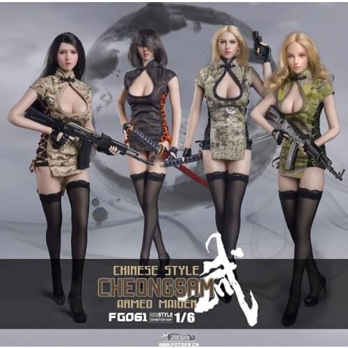 1/6 scale Collectible Sexy Female Clothes Accessory Chinese Wind Cheongsam Maiden Suit Model for 12 inches Action Figure Body