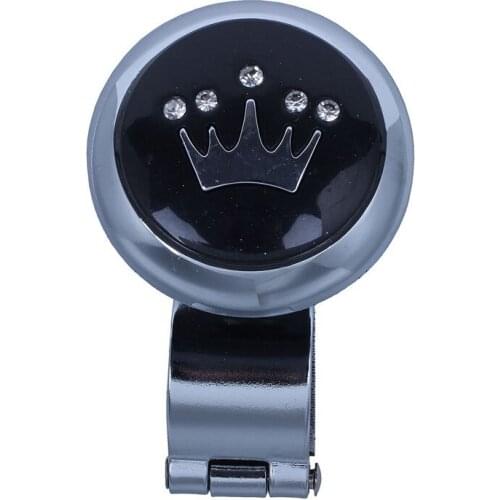Crown Pattern Metal Plastic Handle Steering Wheel Spinner Knob for Auto Truck black