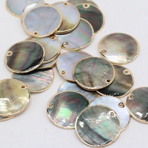 30pcs/lot Natural black shell shell round gold-plated beads for Diy jewelry accessory