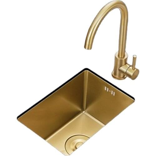 Rose Gold Nano 304 Stainless Steel Kitchen Sinks Single Bowel Mini Sinks for Balcony Small Apartment Bar Counter APRONT87
