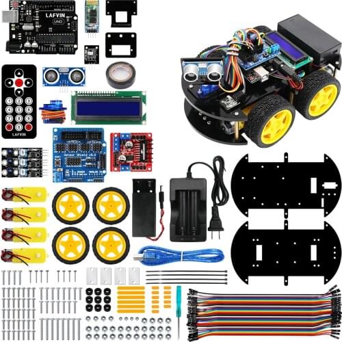 LAFVIN Multi-functional 4WD Smart Robot Car Kit for UNO R3, Ultrasonic Sensor, Bluetooth Module for Arduino with CD Tutorial