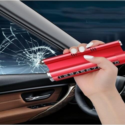 Multifunction Car Temporary Parking Card Car Air Freshener With Alloy Window Breaker Phone Holder Auto Aromatherapy Accessories