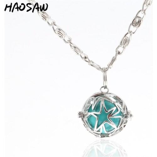 25mm Fashion Necklace Star Hollow Cage Magic Box Bell Choose Color Bead Charms Pendant Music Sound For Women Jewelry Making
