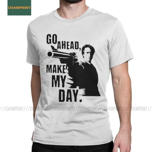 Sudden Impact Go Ahead Make My Day Dirty Harry T-Shirt Men Clint Eastwood Movie Hero Killer Cotton Tees Short Sleeve T Shirt