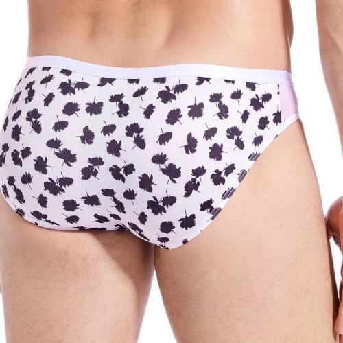 Mens Low Rise See Through Side Mesh Briefs Underwear Breathable Print Brief Bikini Under Wear Man Underpants