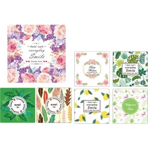 200pcs Cup of dessert sealing sticker box gift sticker Colorful Flower paper seal sticker DIY note gift package Labels 6 designs