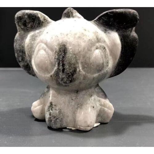 1PC 210-310G Natural Crystal, Mixed Mineral Stone, Hand-Carved Toothless Dragon, Home Reiki Standing Sculpture Decoration