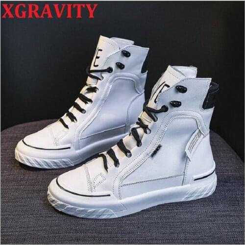 XGRAVITY New Autumn Fashion Boots Lace Up Women Shoes Elegant Lace Up Design Women Shoes Ins Hot British Martin Boots S004