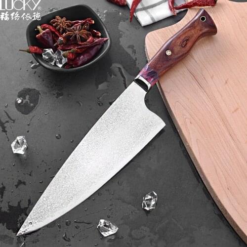 8inch Chef Kitchen Knife Forged Danascus Steel Meat Cutter Vegetable Fish Filleting Gyuto Knives Ultra Sharp with Wood Handle 36