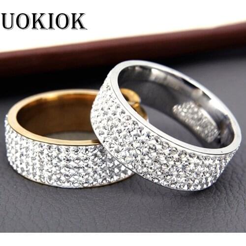 Hip Hop Jewelry Iced Out Engagement Wedding Ring Gold Silver Color Stainless Steel Rings For Women & Men Wholesale Bague Femme