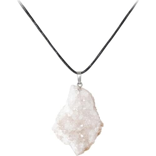 1PCS Natural Quartz Geode Necklace Pendant Irregular crystal Stones Women Jewelry Accessions