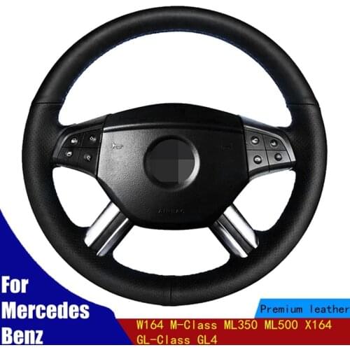 Car Steering Wheel Cover Artificial Leather Hand-stitched Black PU For Mercedes Benz W164 M-Class ML350 ML500 X164 GL-Class GL4