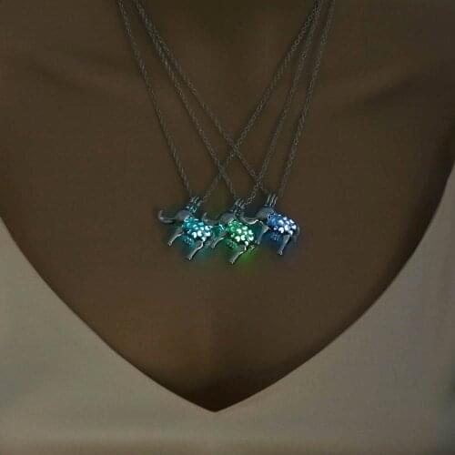 In The Dark shine Luminous Pendant Necklace elephant graphics Luminous Pendant Necklace Jewelry Women Halloween Gifts