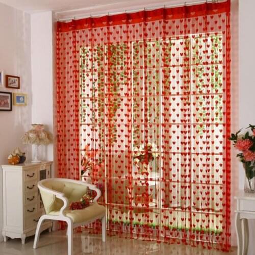 Jacquard Heart Design Curtains for Living Room Bedroom Kitchen Voile Sheer Curtains for Window Treatment Drapes Blinds 2PCS