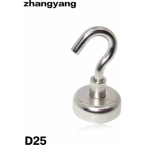 ZHANGYANG Super N52 1PCS D25mm strong neodymium magnetic hook with vertical pull force 22KG 25 mm x 43 mm