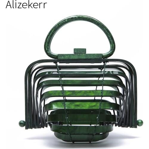 Vacation Acrylic Beach Bag Women 2020 Summer Designer Woven Folding Basket Handbag Ladies Hollowing Out Shell Purse High Quality