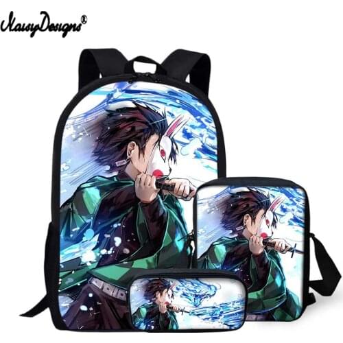 NOISYDESIGNS School Bags For Boys Demon Slayer Anime Printing Cartoon Bookbag Student Back To School Fashion Backpack Mochila