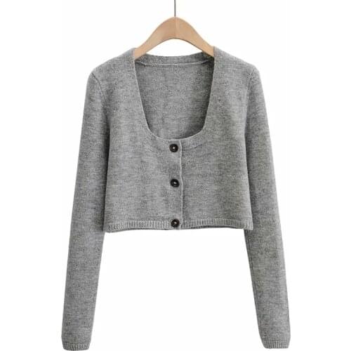 ZA Elegant Long Sleeve Sweater Women New Single-Breasted Short Cardigan Soft Flexible Knitted Outwear+Knitted Suspender Dress
