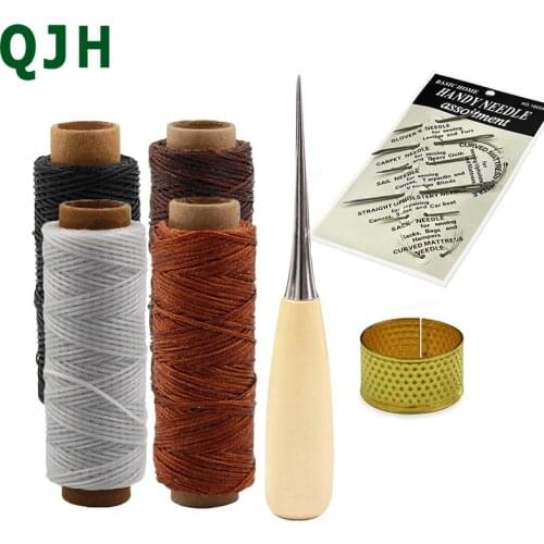 1Set Leather Craft Sewing Accessories Stitching Awl Sewing Needle Wax line Leathercraft Shoe Repair Tools sewing kit