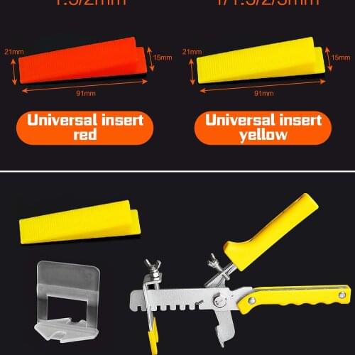 100 Clips+100 Wedges With 1Pliers Tiling Floor Wall Tools Clips Spacers Locator Leveler Plastic Ceramic Tile Leveling System