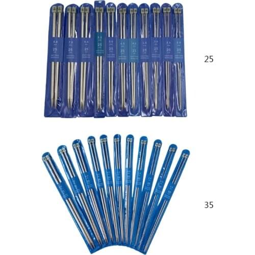 11 Pairs Stainless Steel Single Pointed Knitting Needle Set DIY Sweater Straight Weaving Tools Crochet Hook Kit 2mm-8mm