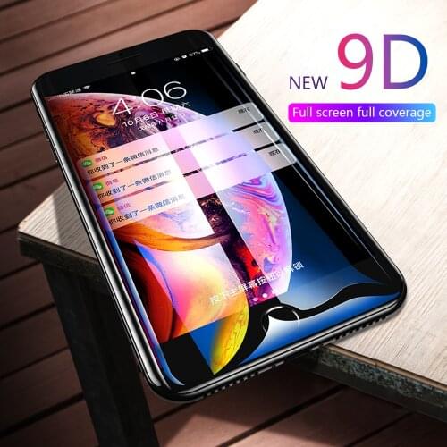 2pcs 9D Tampered Protective Glass For iphone 7 Plus Screen Protector Glass On For iphone XS Max XR X Glass For iphone 8 Plus