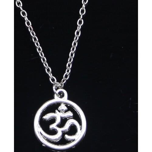 20pcs New Fashion Necklace 18x20mm circle yoga om Pendants Short Long Women Men Colar Gift Jewelry Choker