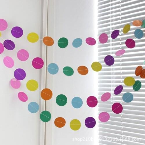 2020 Hot Sale 4M Circle Garland Polka Dot Paper Garland Photo Backdrop Bridal Shower Wedding Hanging Decor Party DIY Decorations