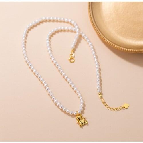 3.9mm Real. Authentic 925 Sterling Silver Jewelry Bear Pendant Baroque Pearl Freshwater Choker Necklace C-D7329