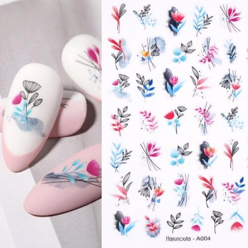 Harunouta 1 Sheet 3D Nail Art Sticker Flower Leaves Line Sliders Nail Decals DIY Design Spring Summer Foils