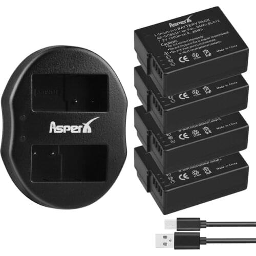 4Pack DMW-BLC12 BLC12E BLC12PP BLC12 Batteries + USB Dual Charger for Panasonic Lumix FZ1000 FZ200 FZ300 DMC-GX8 G5 G6 G7 GH2
