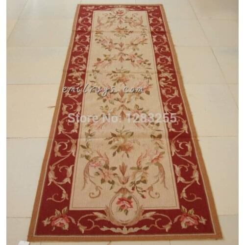 Antique European Point Carpet Entirely Handmade Needlepoint Sofa Blanket Folk Art Wool Rug Carpet