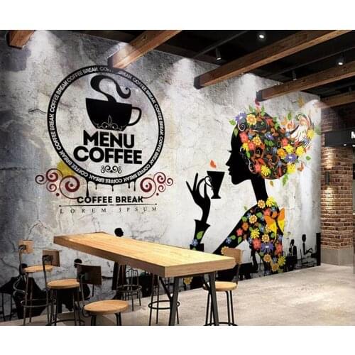 Bacal Customized large 3D murals wallpaper living room background wall for nostalgic coffee shop milk tea shop home decor huda