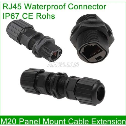 Free Shipping 1 unit IP67 RJ45 Ethernet waterproof adapter socket Connector Panel Mount Outdoor Straight-through joint plug 8P8C